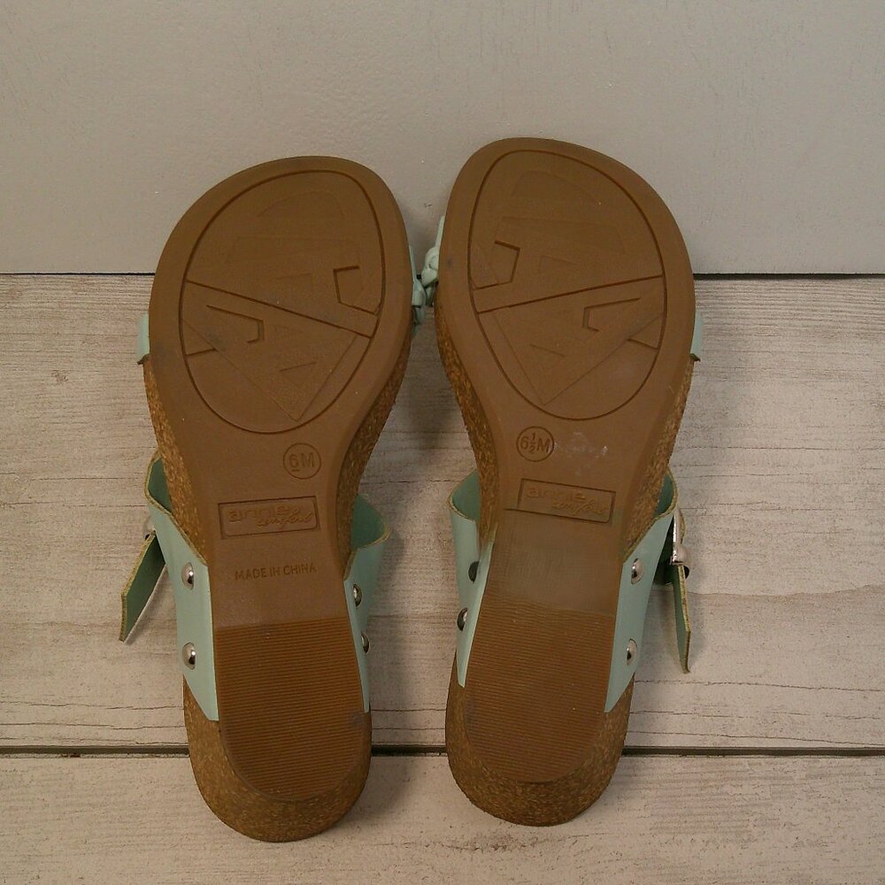 Annie Comfort Light Aqua Boho Summer Cork Coastal Wedges Braided Strap SZ 6.5 - Picture 12 of 13
